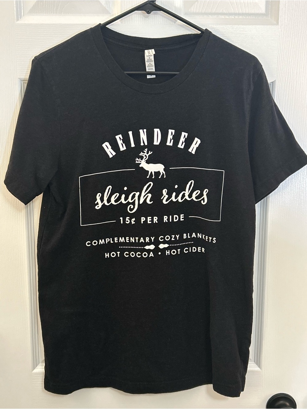 Bella+Canvas Black Reindeer Sleigh Rides Graphic Tee - Size Medium